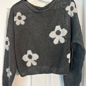 Charcoal Floral Knit Sweater
